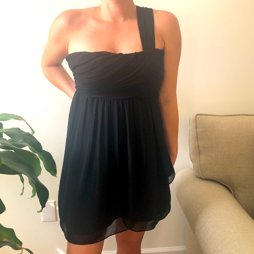 BCBG Dress Black One Shoulder Mini